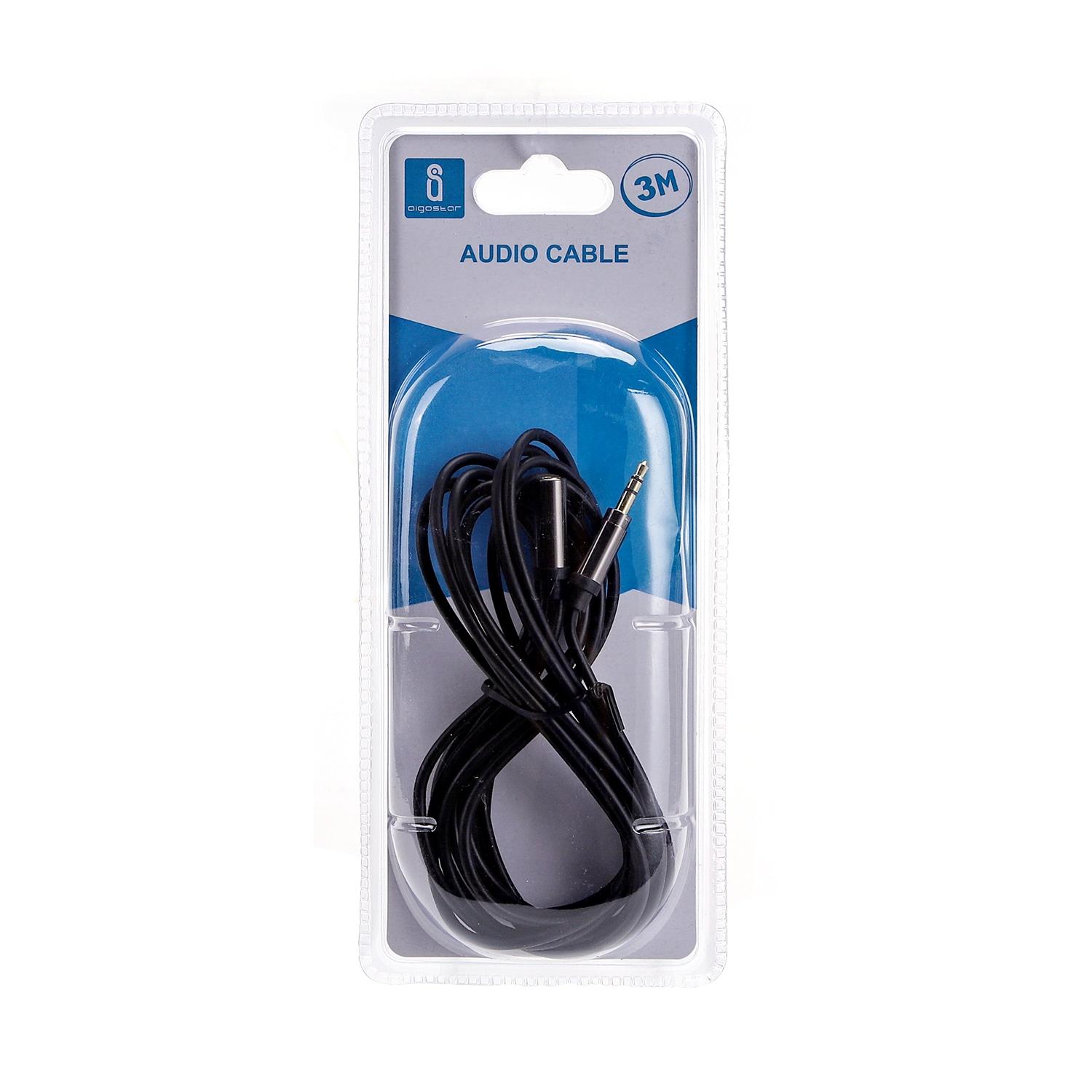 Kabel audio mini jack 3,5  mm męski/żeński 3 m czarny