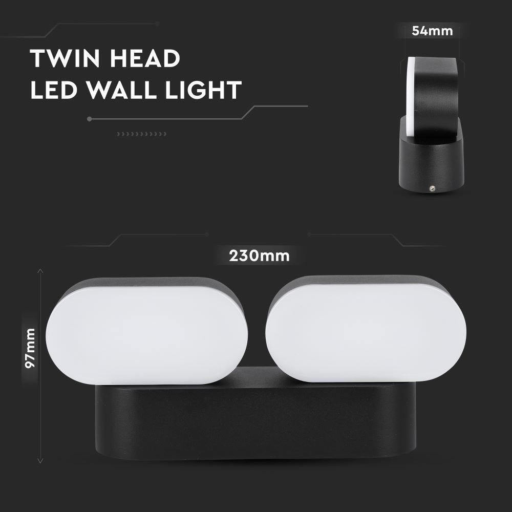 VT-814 12W ROTATABLE LED WALL LIGHT(2 HEAD) 3000K -BLACK BODY