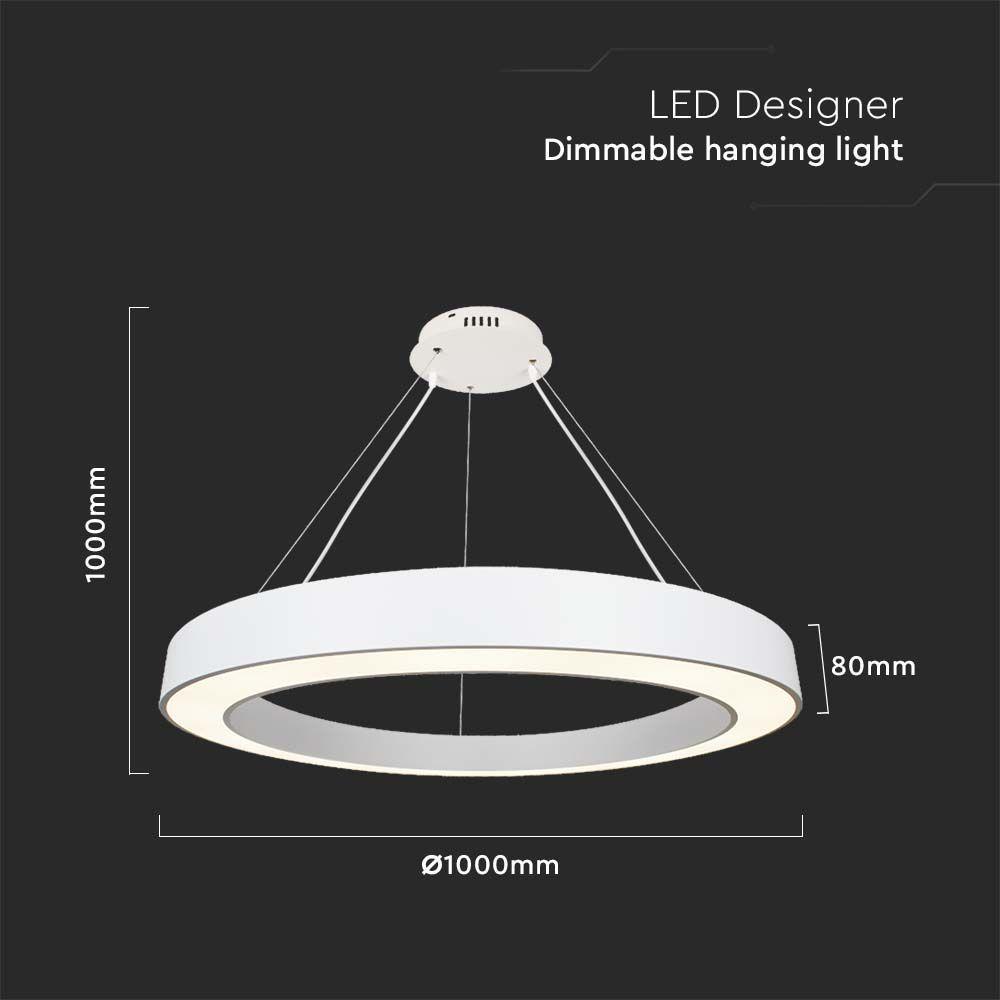 90W Lampa wisząca dekoracyjna LED Triac, Ściemniana, 4000K, Kolor: Biały     , VTAC, SKU 6962