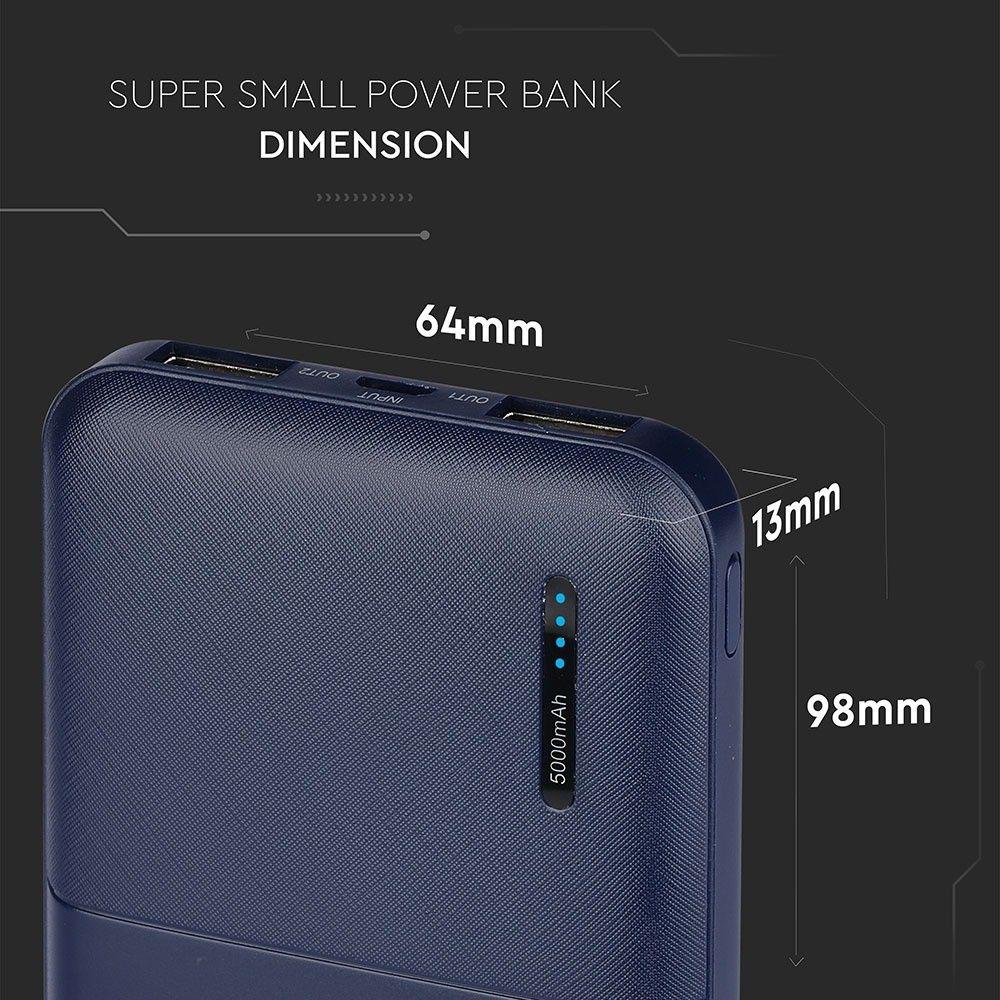 Power Bank, 3.7V/5000mAh, Granatowy, VTAC, SKU 8896