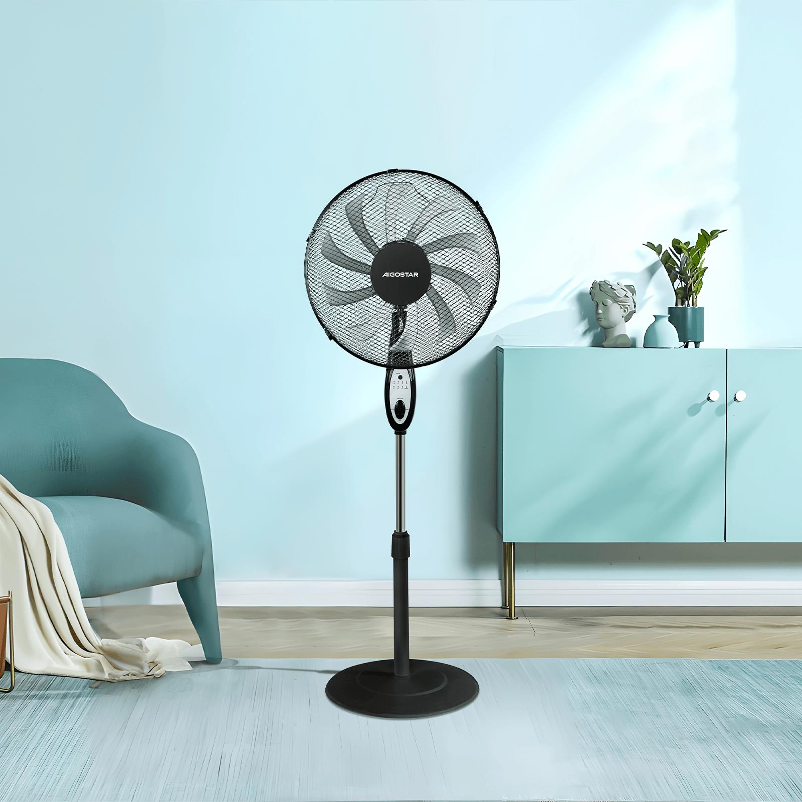 10-blade stand fan with remote control