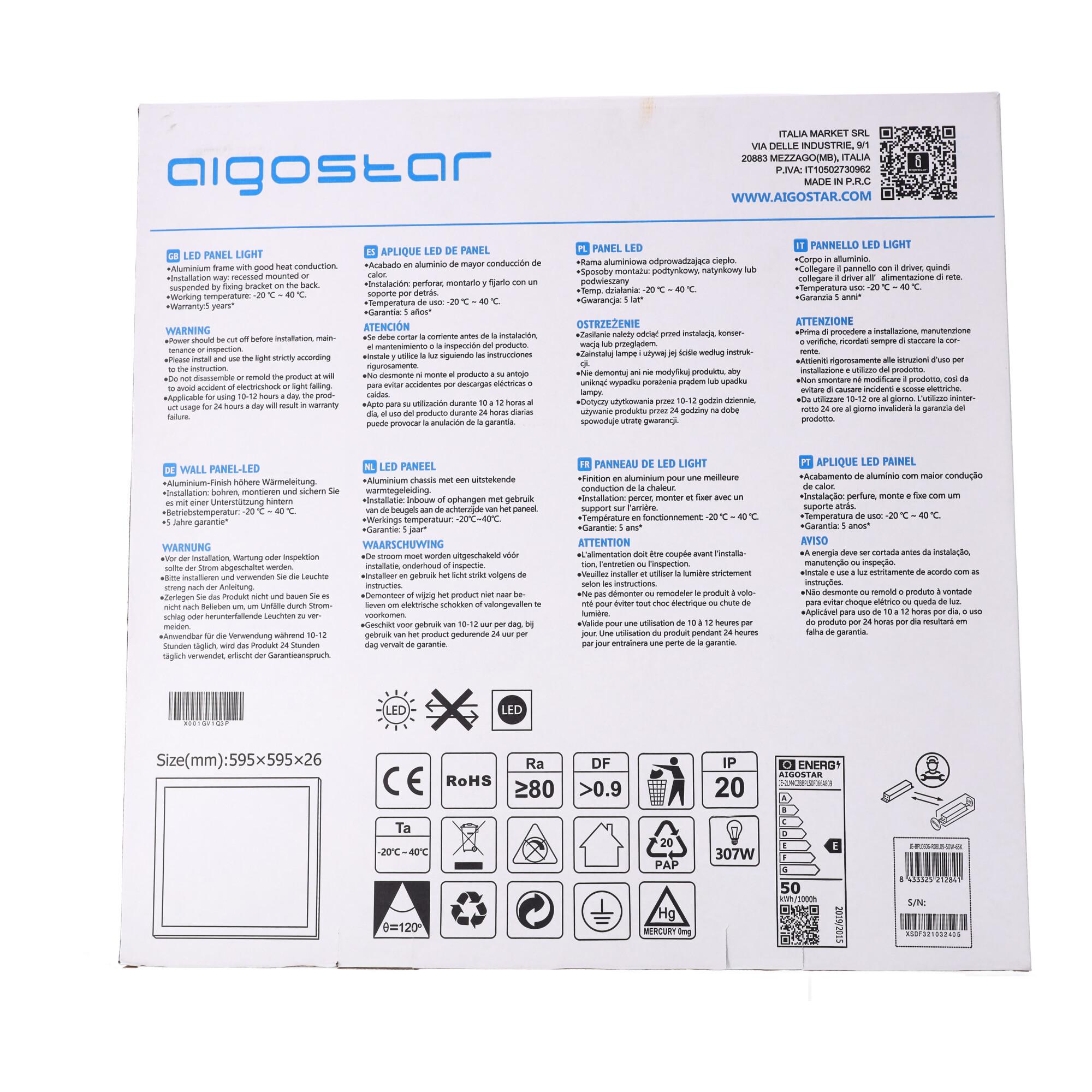 LED Back-lit Panel Light 50W