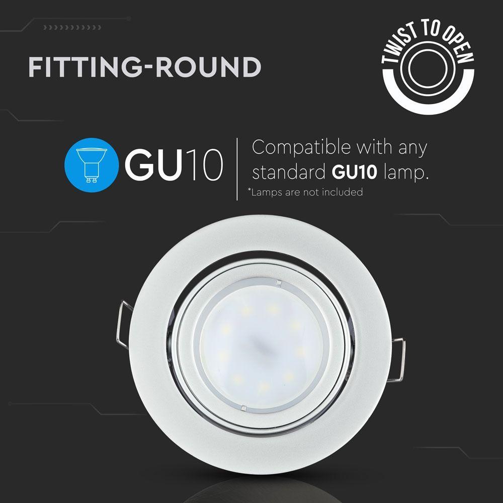 VT-775 GU10 FITTING ROUND-SILVER GREY