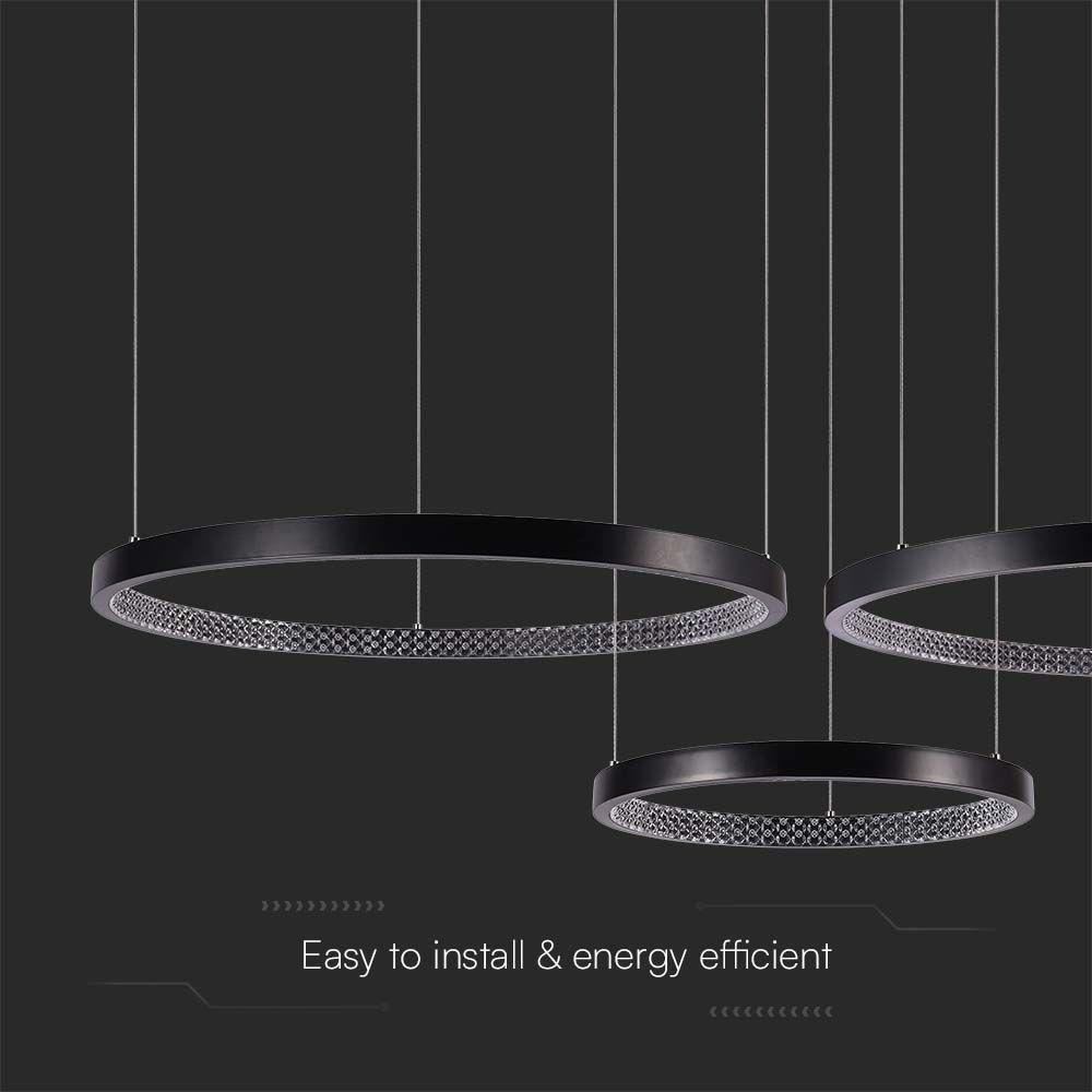 VT-7824 57W LED HANGING LAMP (40x60x80CM) 3000K CRYSTAL ACRYLIC INSIDE, BLACK BODY