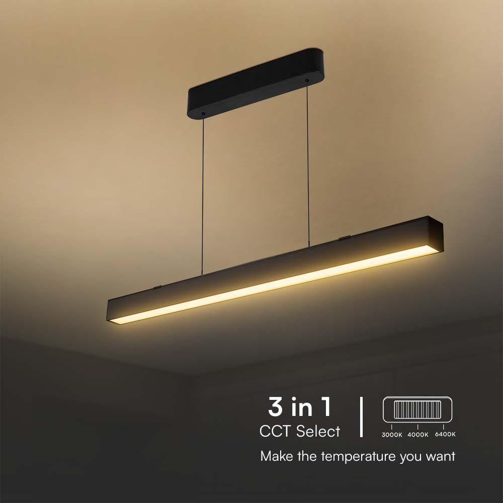 VT-7-44 40W LED LINEAR HANGING SUSPENSION LIGHT-SAMSUNG CHIP-UP & DOWN SYSTEM 3IN1 BLACK BODY