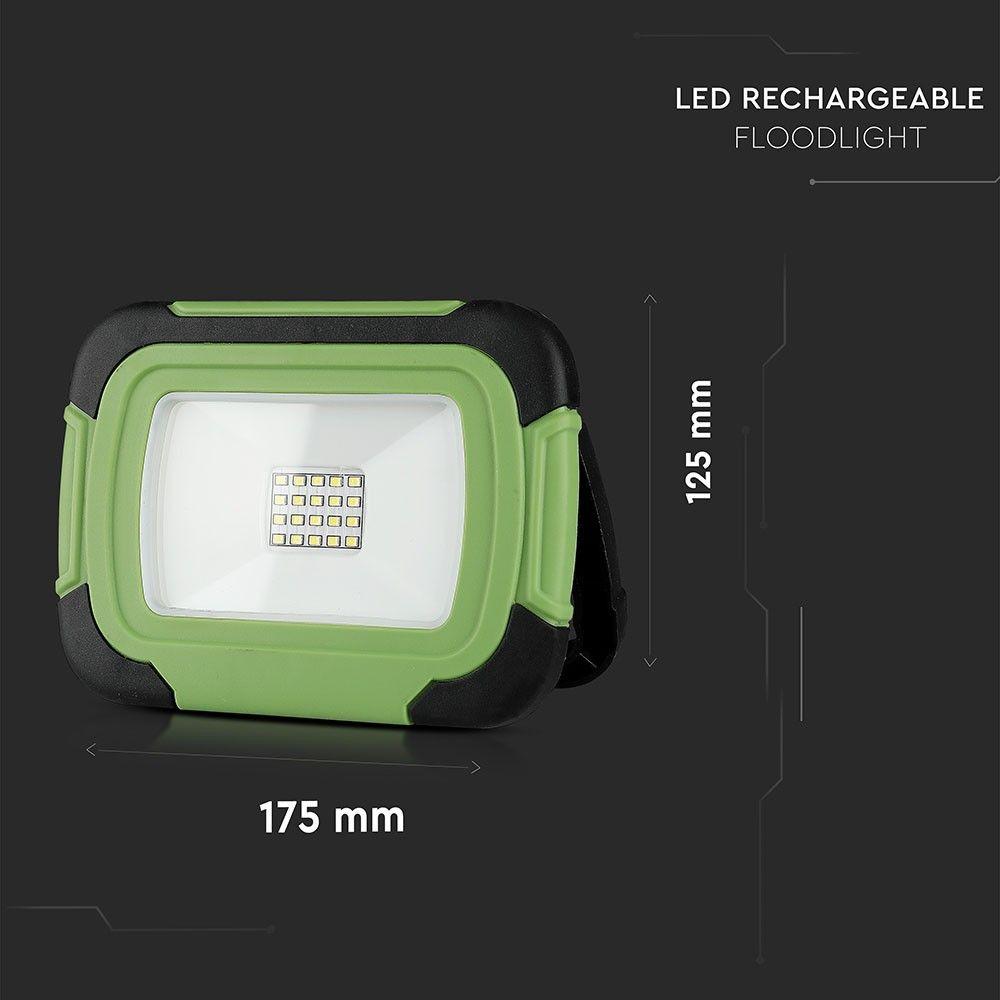 10W Naświetlacz LED z akumulatorem, Chip SAMSUNG, Barwa:6400K, VTAC, SKU 503