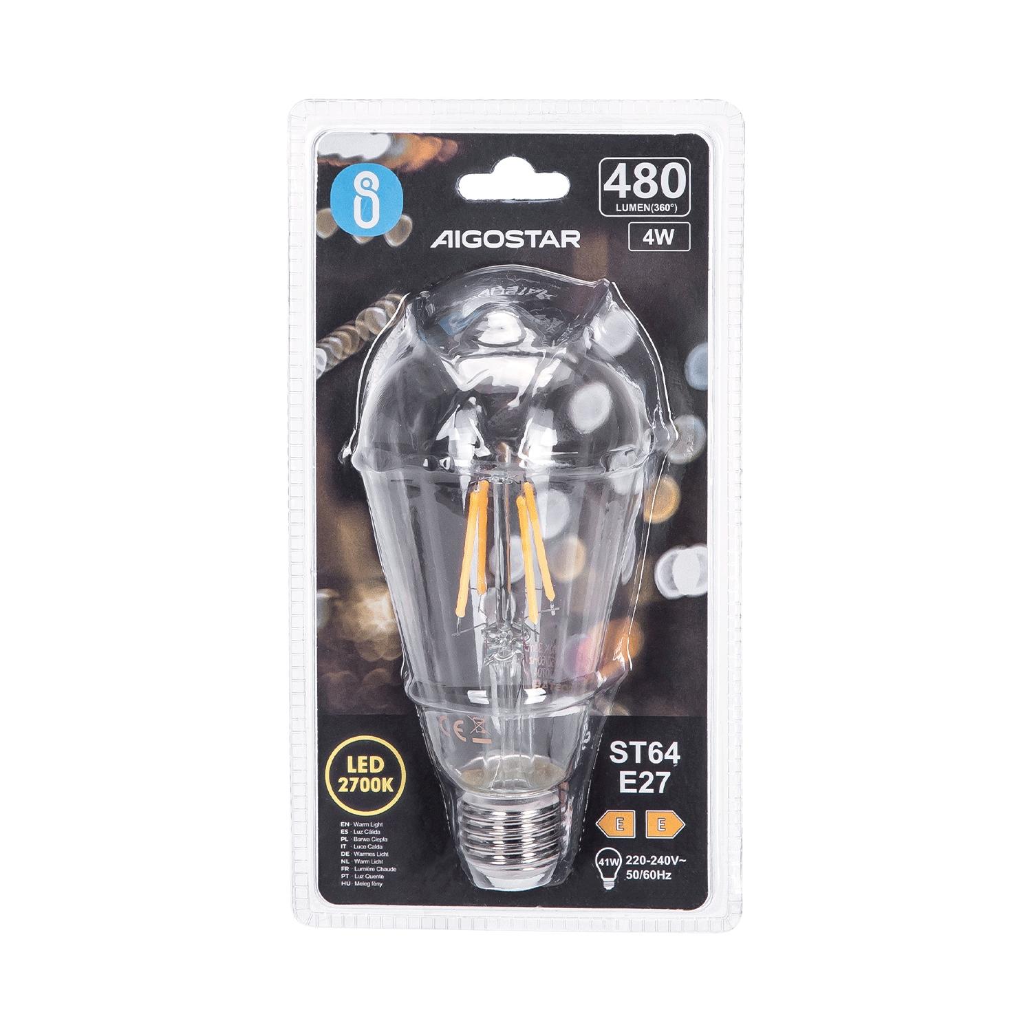 Żarówka LED Filament (Przezroczysta ST64 E27 4W(4W,480lm,E27,2700K)