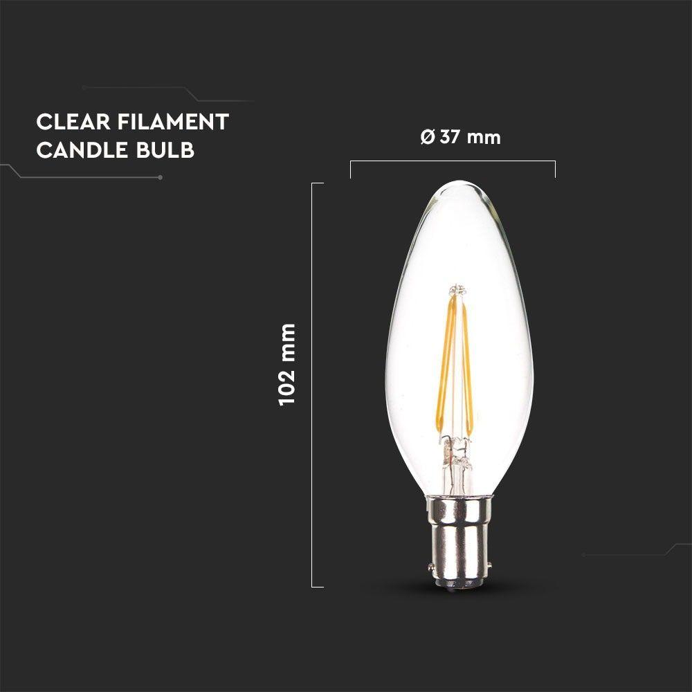 VT-284D 4W CANDLE FILAMENT BULB -CLEAR GLASS SAMSUNG CHIP 3000K B15 DIMMABLE