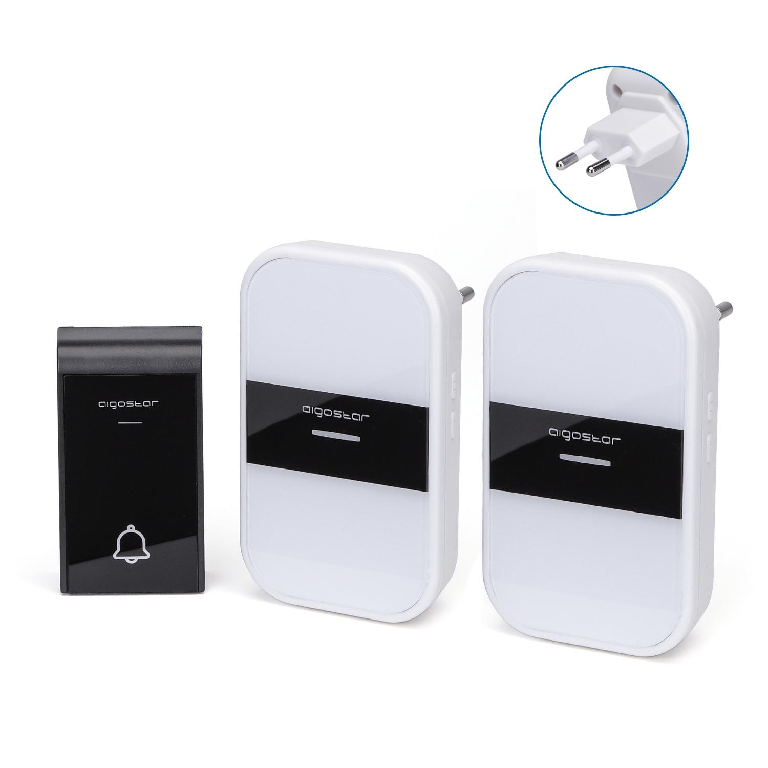 AC Wireless Digital Door Bell (one to two) White & Black