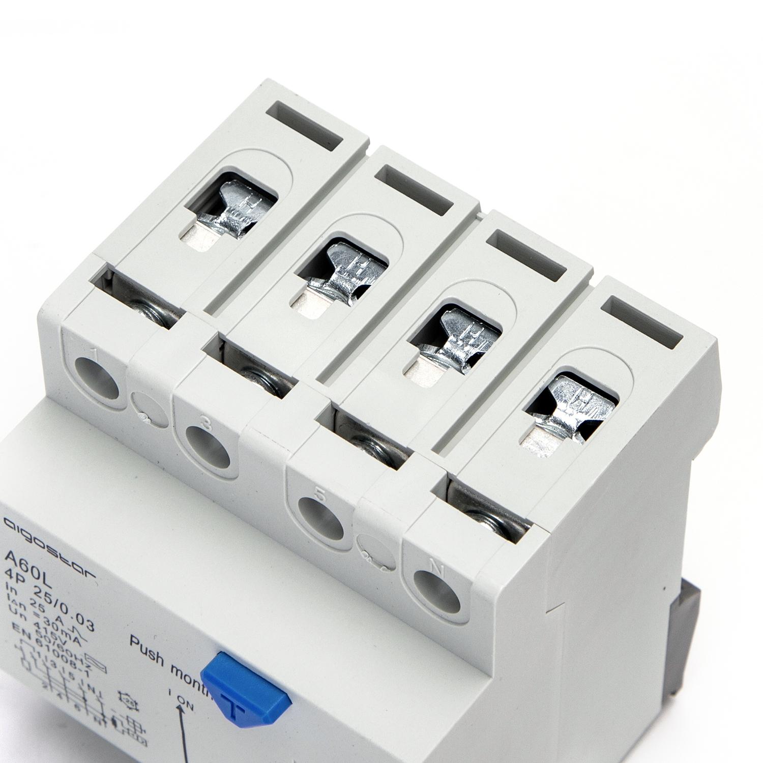 Residual Current Circuit Breaker 4P 25A 30mA AC Gray