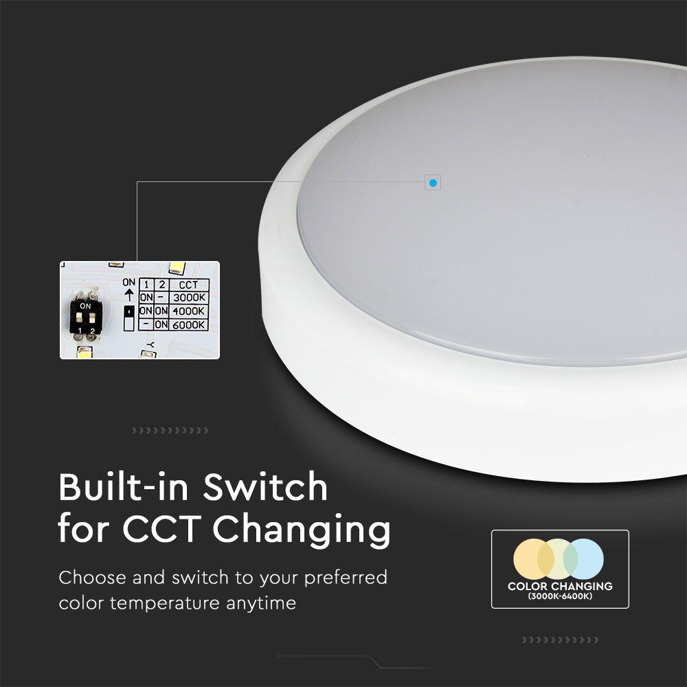 VT-24SES 20W LED DOME LIGHT EMERGENCY BATTERY+SENSOR SAMSUNG CHIP CCT 3IN1 IP65 3 YRS WTY