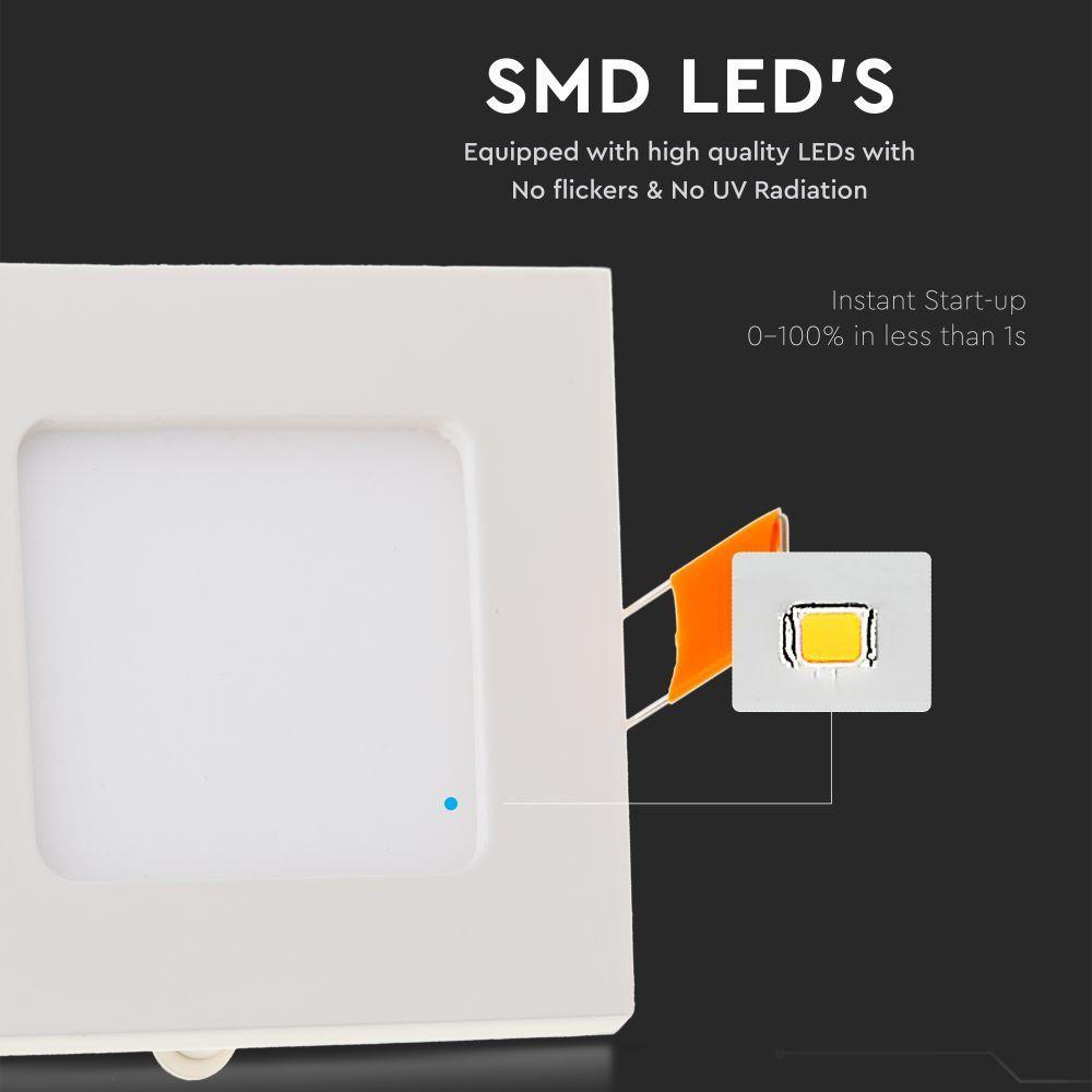 3W Panel LED, Barwa:6400K, Kwadratowa, VTAC, SKU 6297