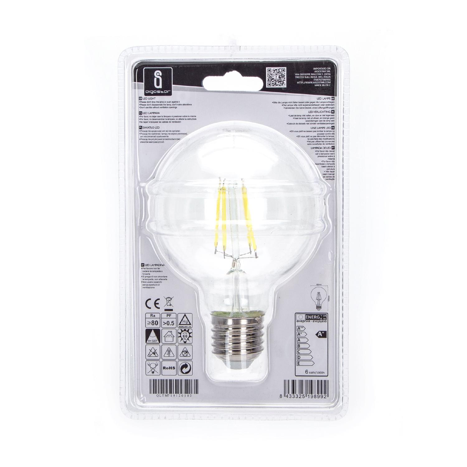 LED Filament Bulb (Clear) G80 E27 6W