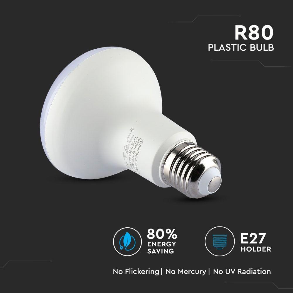 VT-280 10W R80 LED BULB-SAMSUNG CHIP 3000K E27