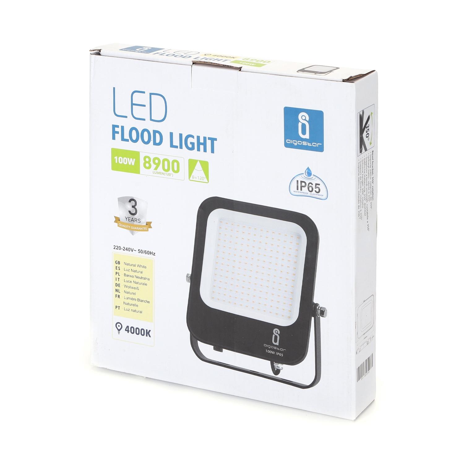 LED Naświetlacz Czarny 100W (100W,4000K,IP65)