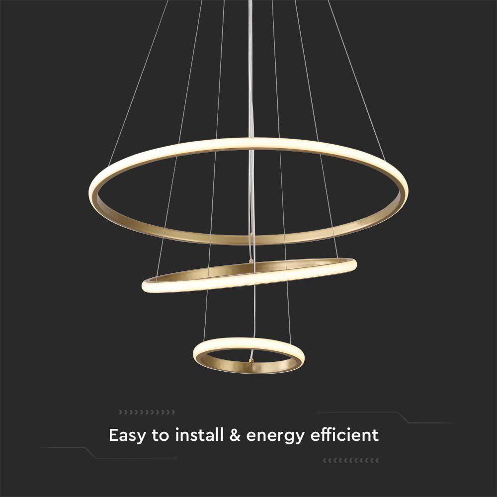 VT-7816 LED HANGING DECORATIVE LAMP D:600+D:400+D:200 3000K PAINT GOLD BODY