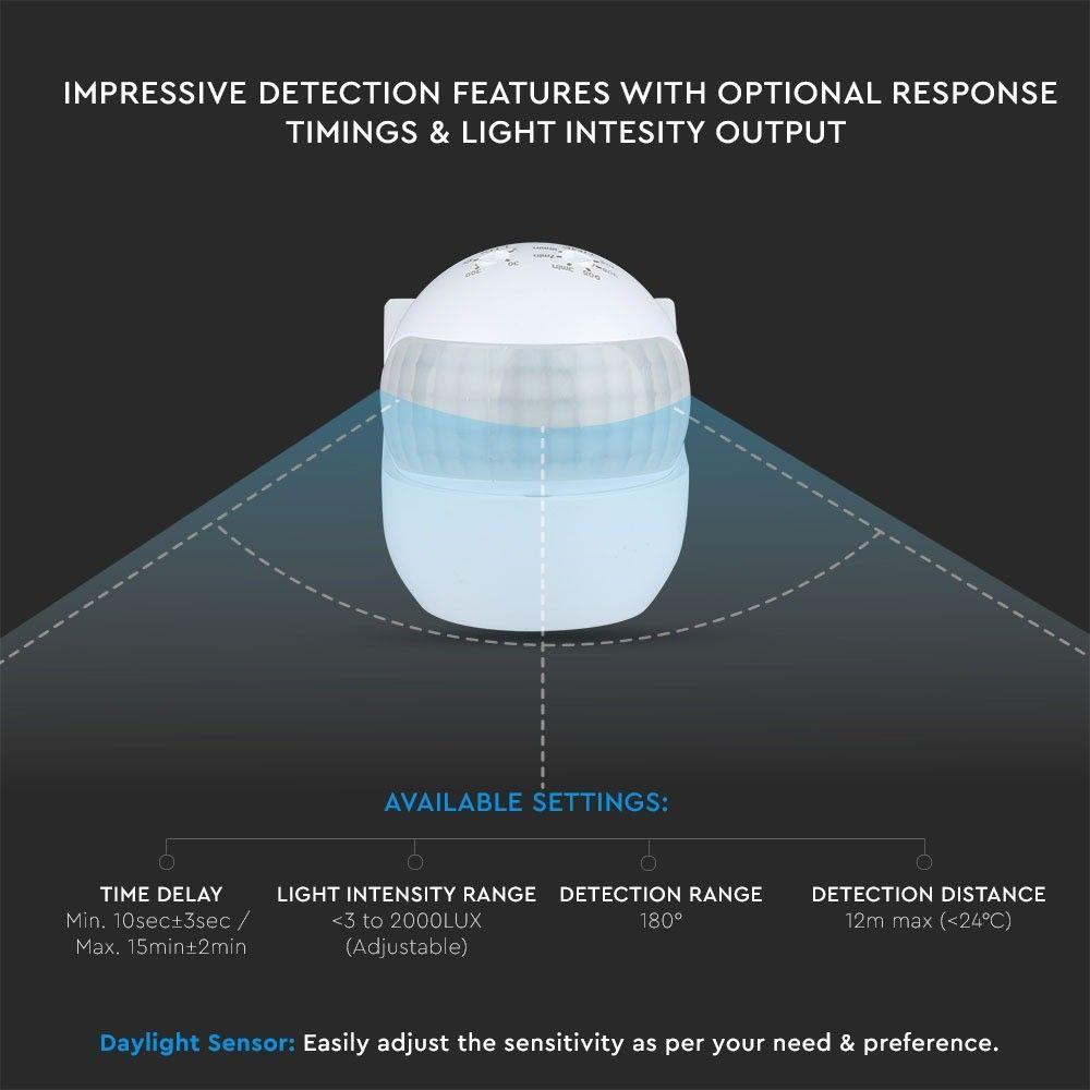 Czujnik ruchu PIR, Obudowa: Biała, VTAC, SKU 5088