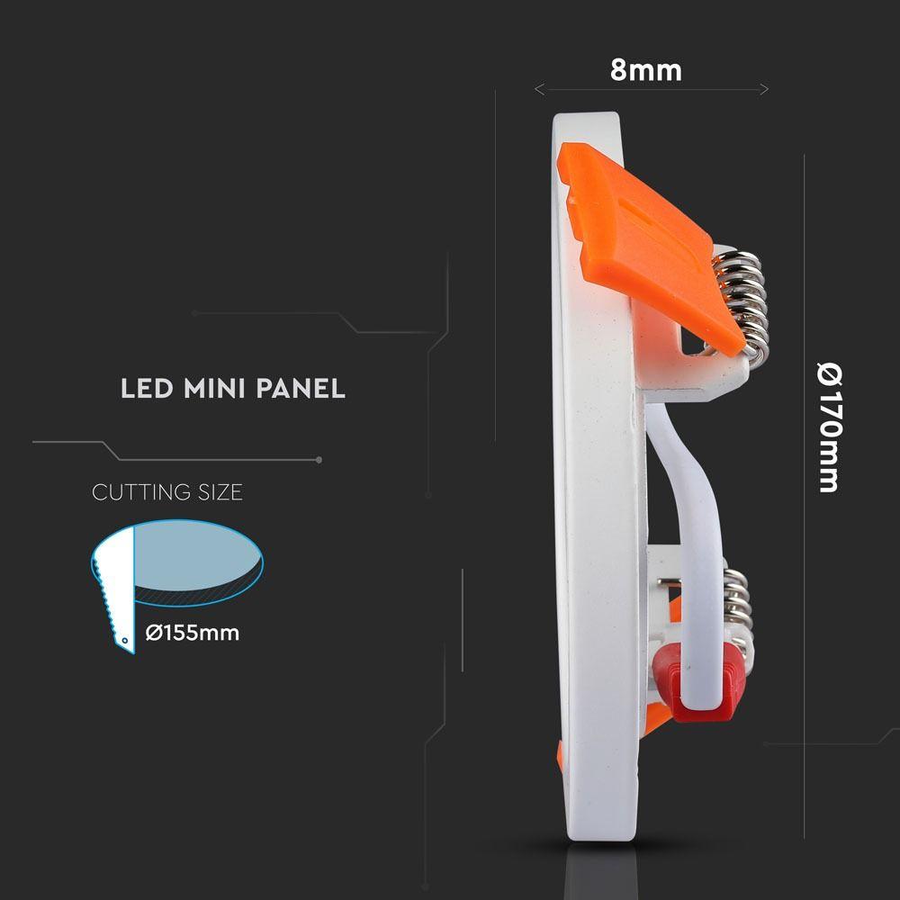 VT-2222 22W LED SLIM PANEL 6400K ROUND