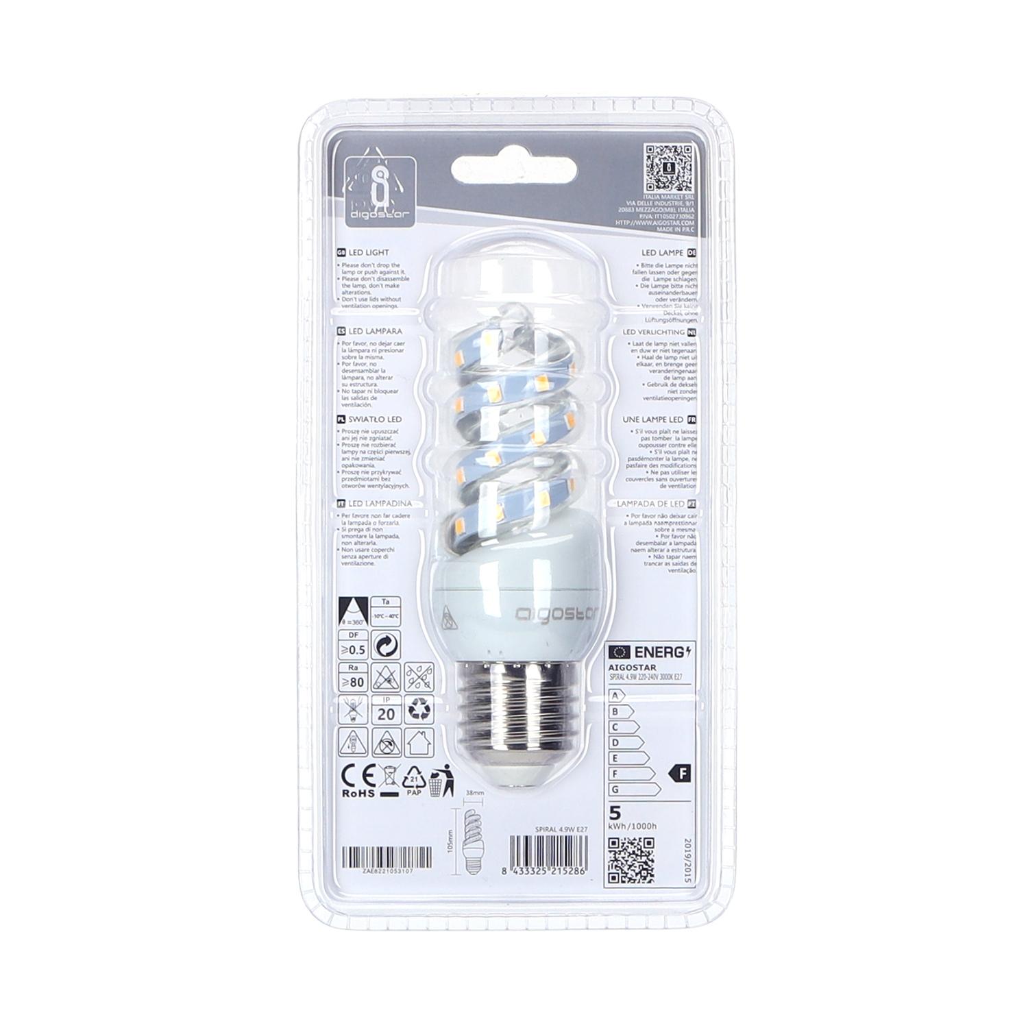 LED E27 4.9W Spiral tube