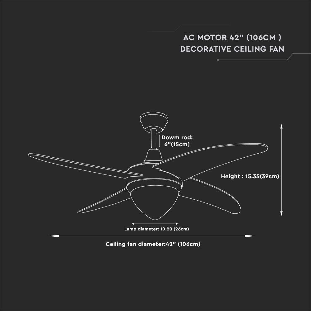 Lampa sufitowa LED z wentylatorem, Lumen: 1500, Ilość ramion: 4, Sterowanie: Pilot, Silnik: 60W, VTAC, SKU 7915