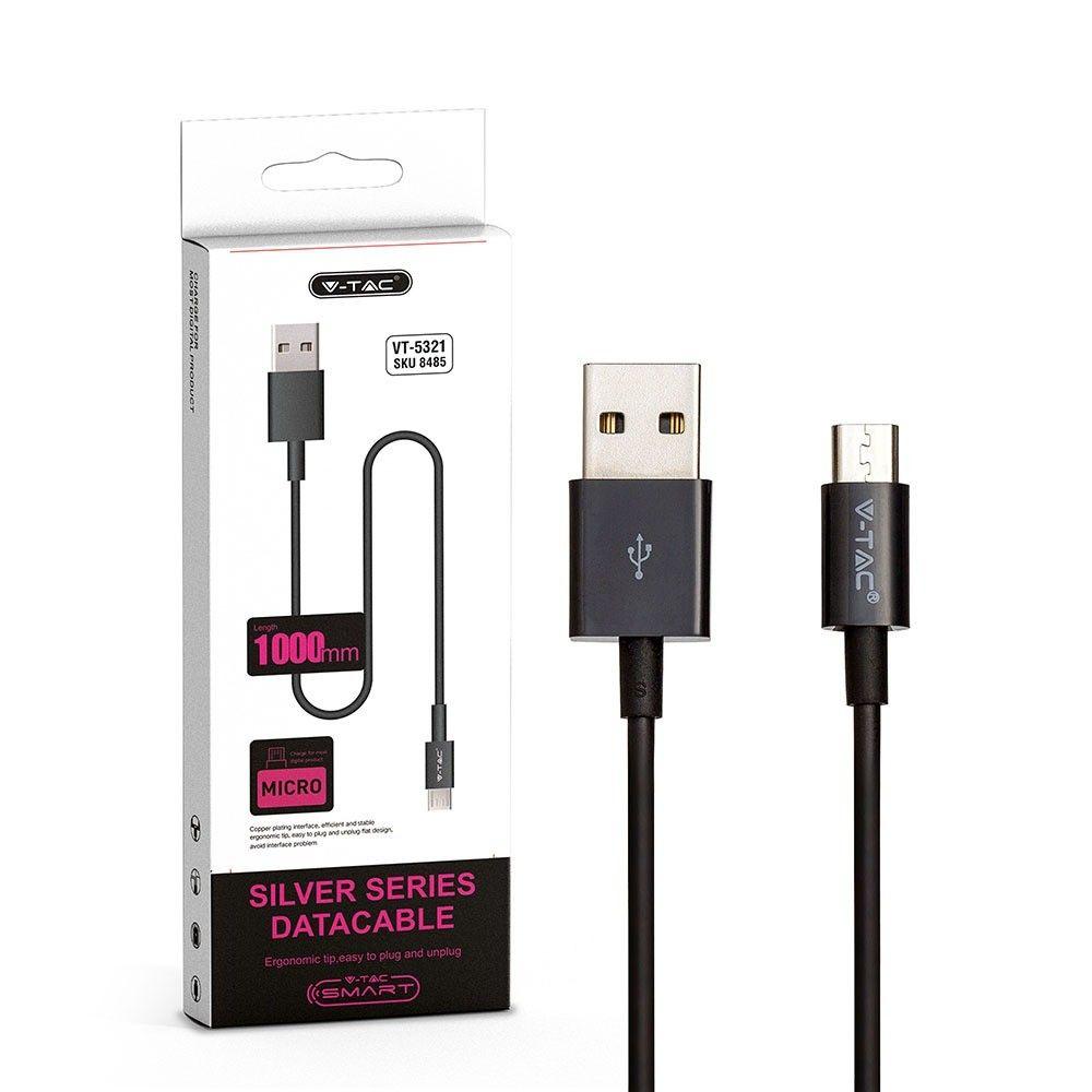 VT-5321 1M MICRO USB CABLE-BLACK(SILVER SERIES)