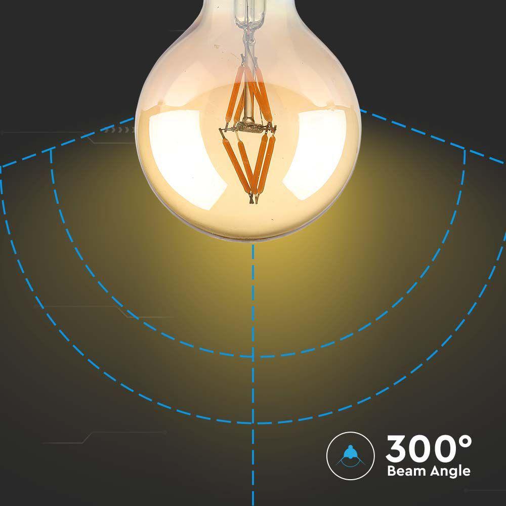 4W G80 Żarówka LED Filament, Klosz Bursztynowy, Barwa:2200K, Trzonek:E27, VTAC, SKU 217148