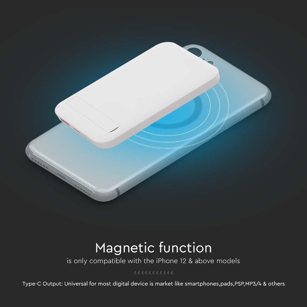 VT-3529 10000mah MAGNETIC WIRELESS POWER BANK WITH METAL RING-WHITE