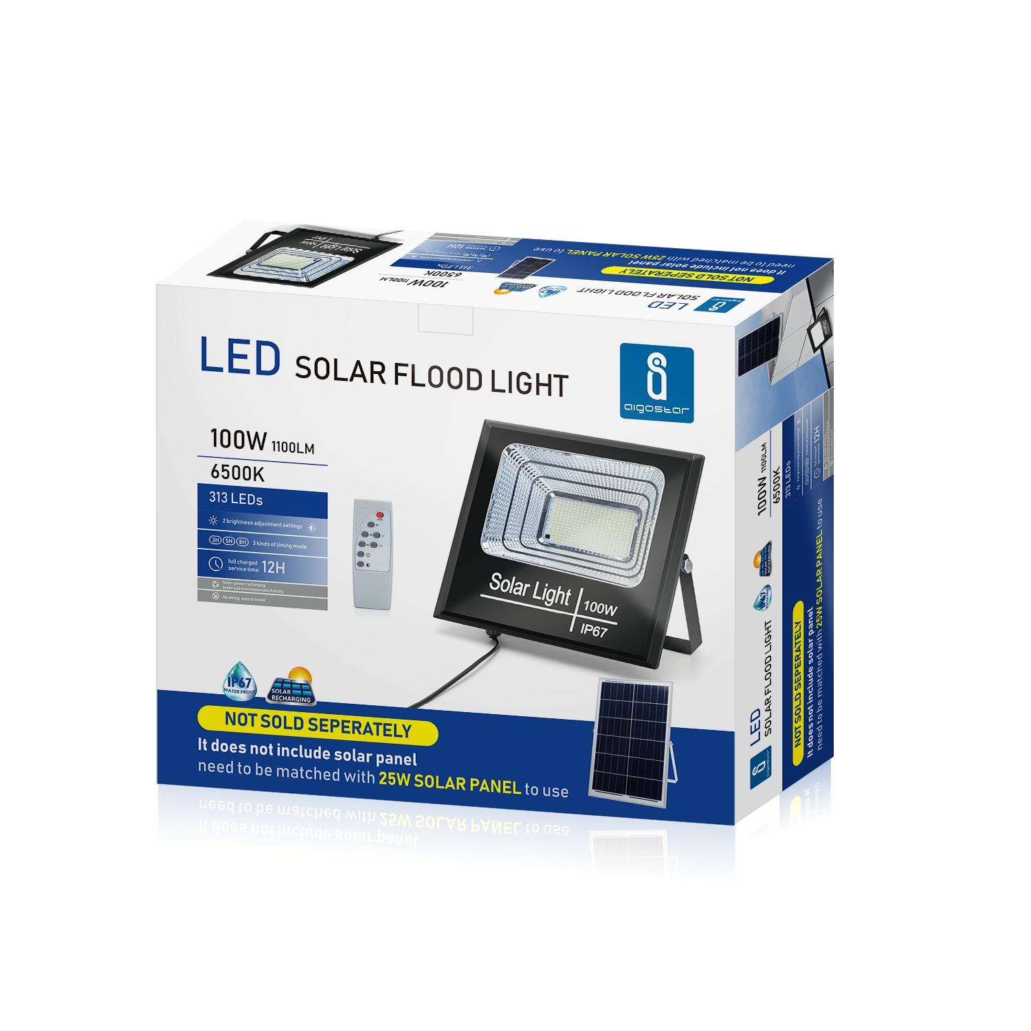 Solarny reflektor LED 100W (100W,6500K,Barwa Zimna,1100lm)