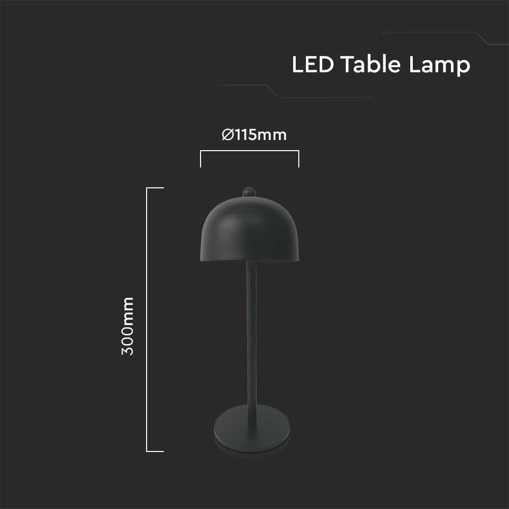 VT-1052 LED TABLE LAMP 1800mAH BATTERY D:115x300 3IN1 BLACK BODY