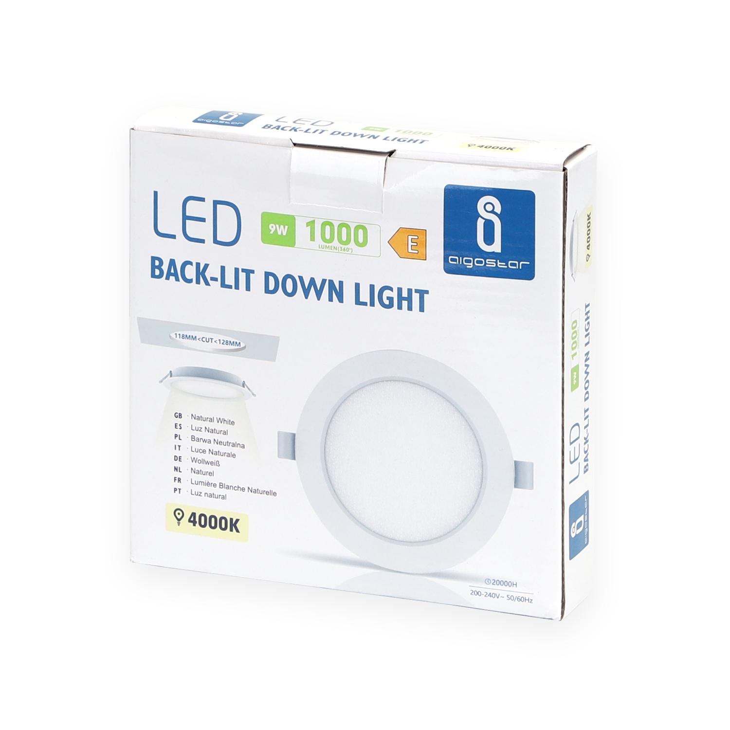 E6 LED  Flush-mounted Round Downlight 9W Natural Light