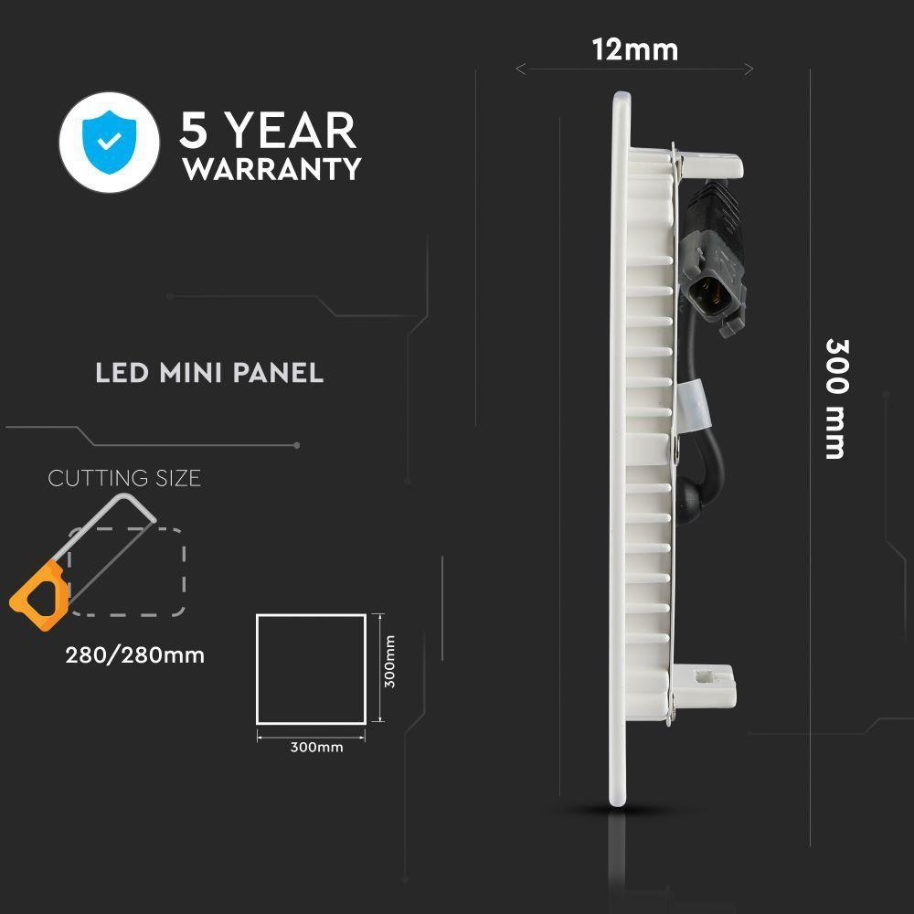 24W Panel LED, Chip SAMSUNG, Barwa:3000K, Kwadrat, VTAC, SKU 721