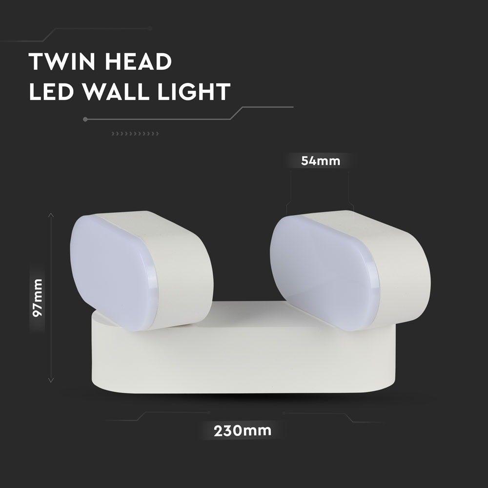 VT-814 12W ROTATABLE LED WALL LIGHT(2 HEAD) 3000K -WHITE BODY