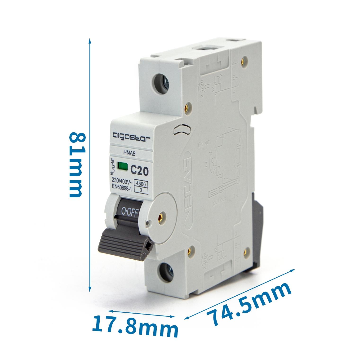 Miniature Circuit Breaker 1P 20A C CURVE Gray