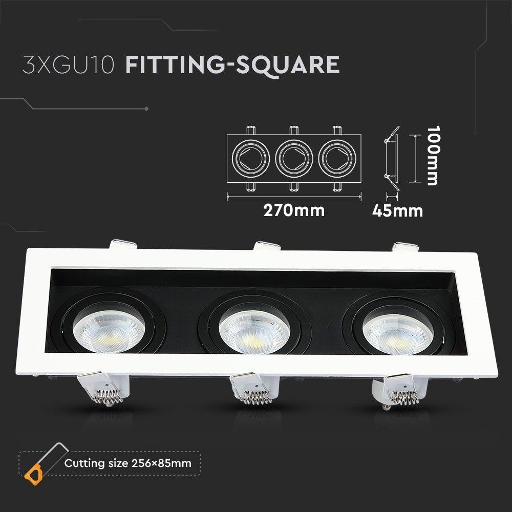 VT-887 3xGU10 FITTING SQUARE-WHITE+BLACK