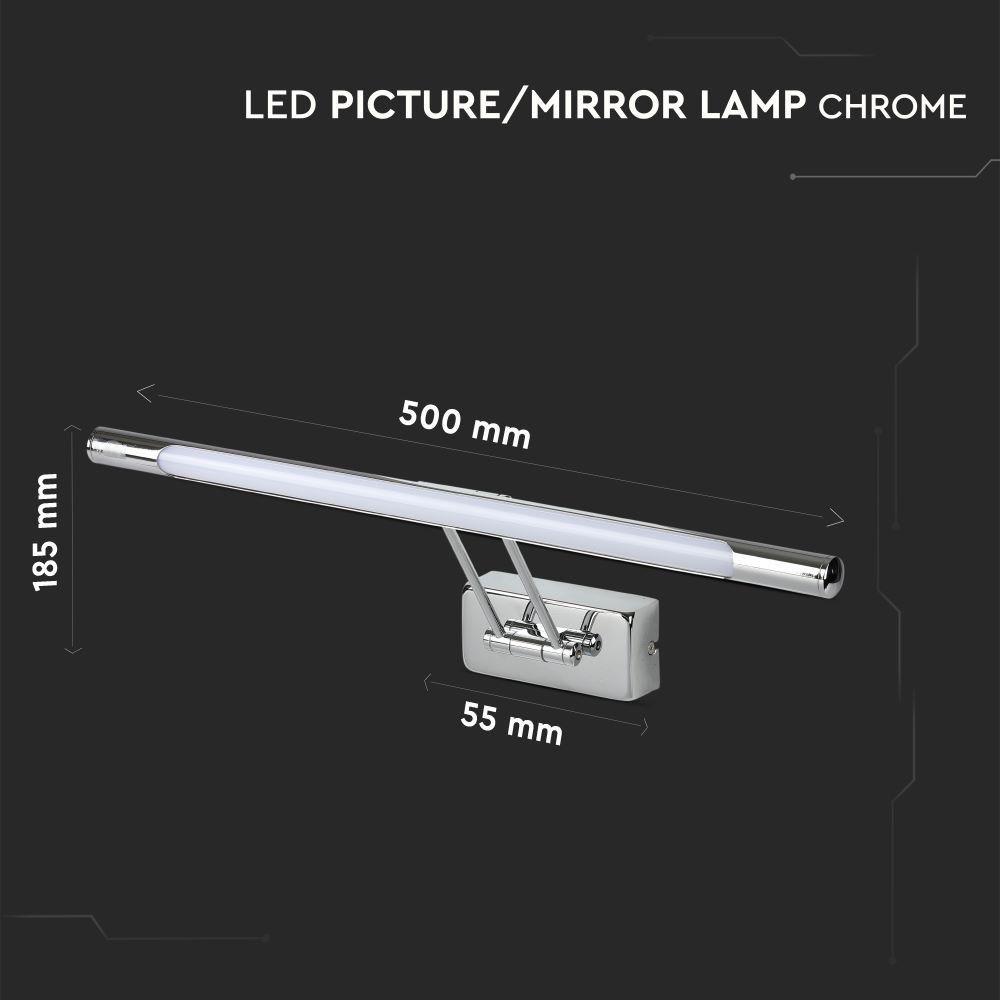 VT-7008 8W LED PICTURE/MIRROR LAMP-CHROME 4000K D:500MM