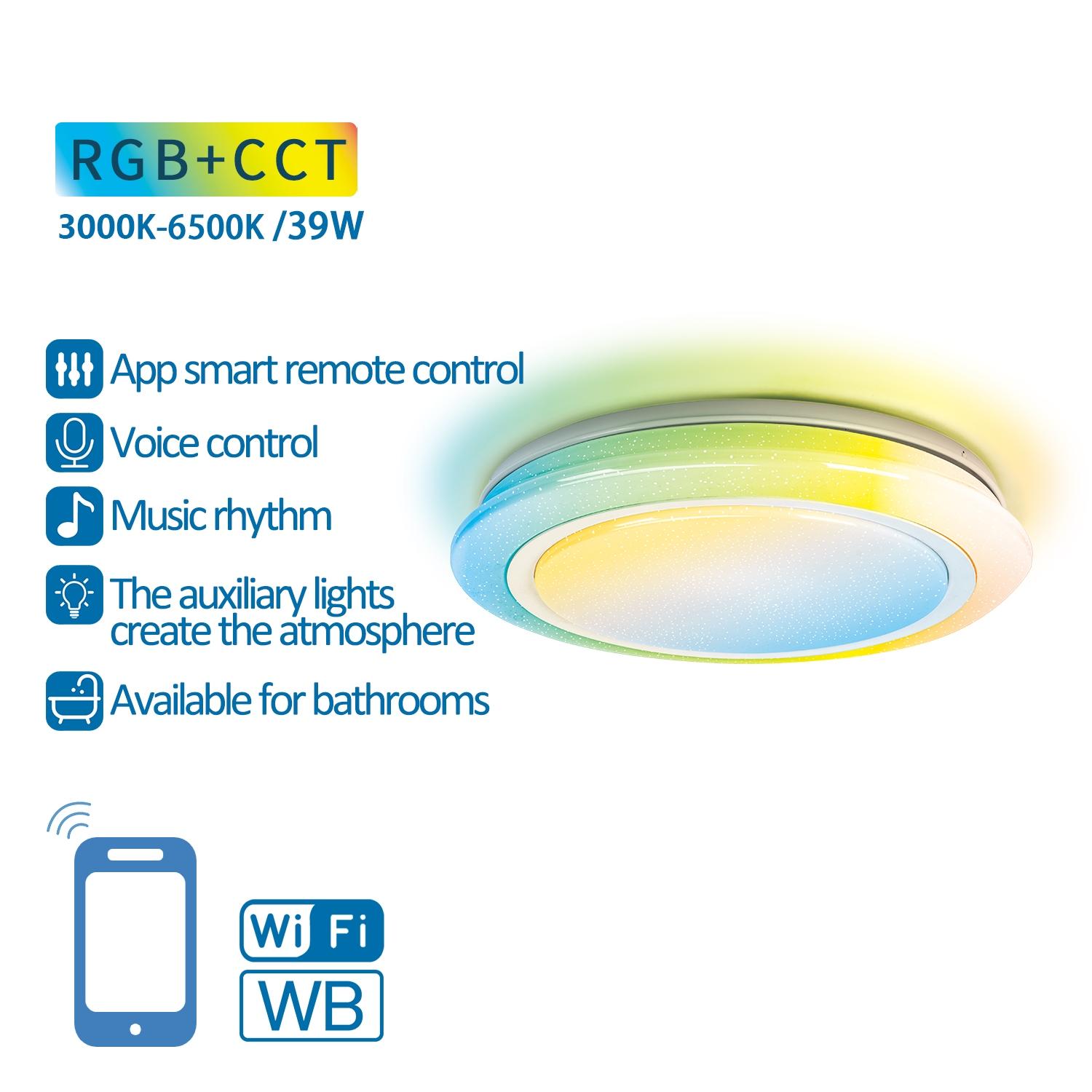 Smart Ceiling Light CCT 36W+RGB 3W 3000K-6500K Φ500*65 mm