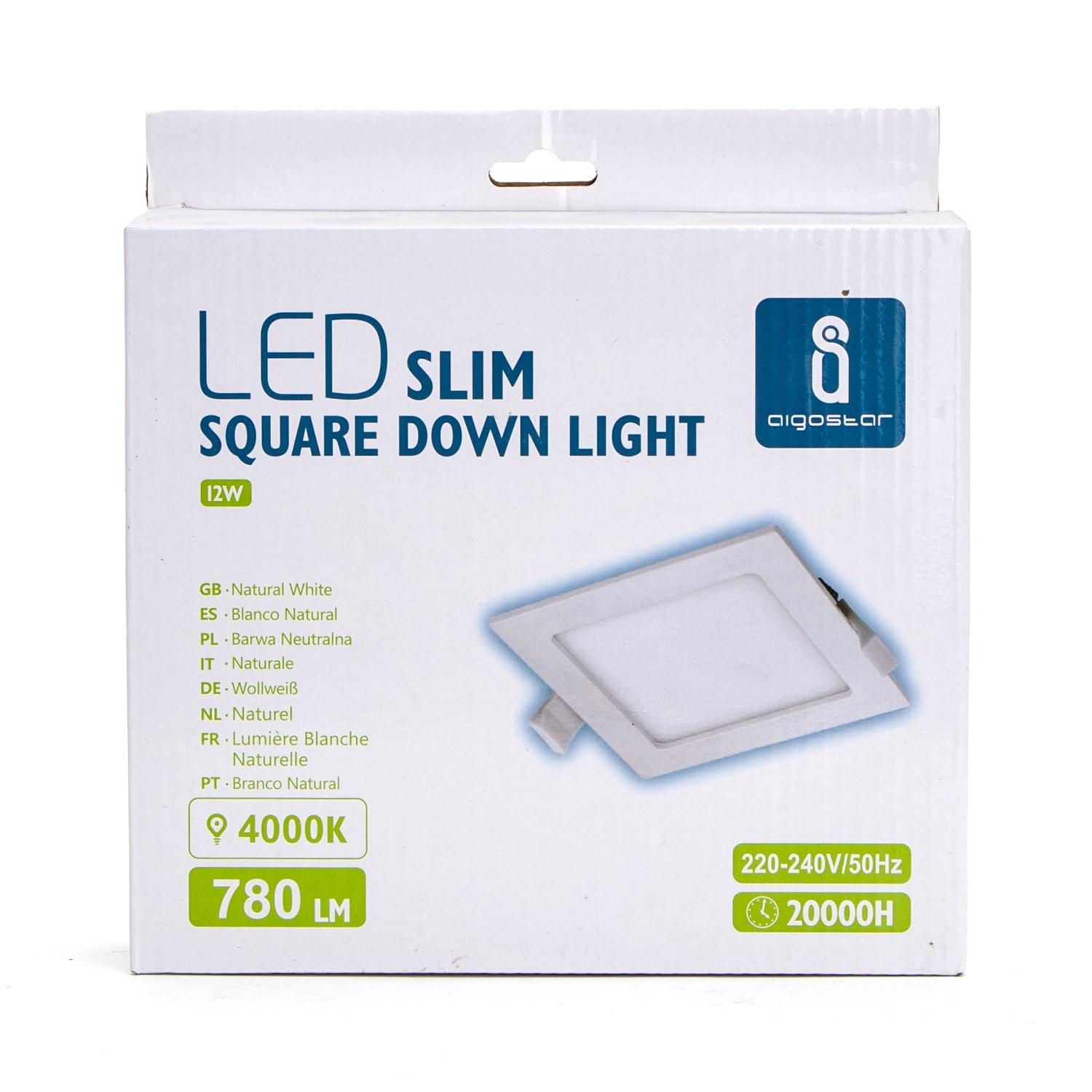 E6 LED Ultra-thin Flush-mounted Square Downlight 12W Natural Light