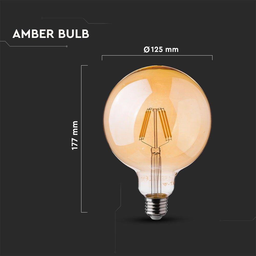 VT-297 6W G125 LED FILAMENT BULB AMBER GLASS SAMSUNG CHIP 2200K E27