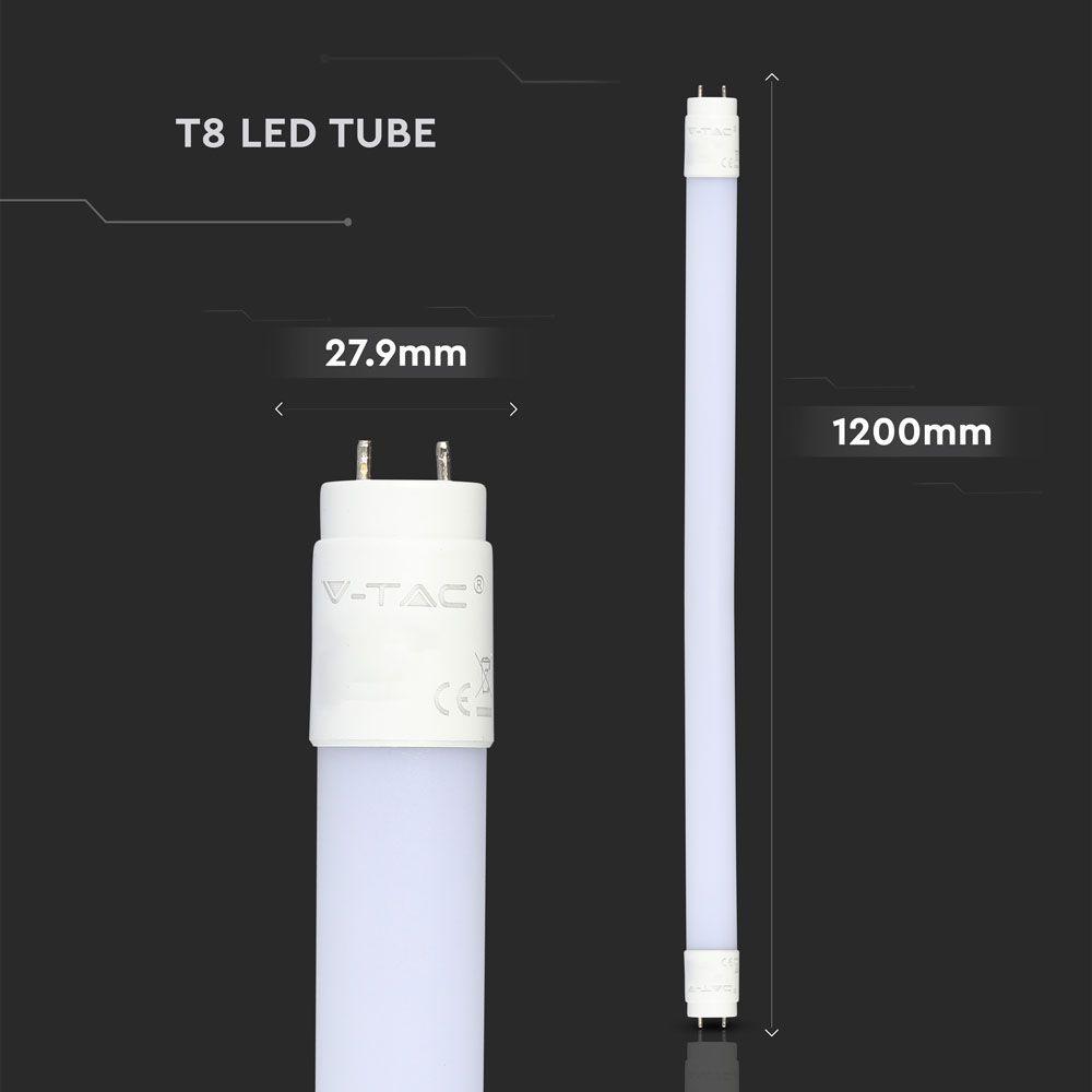 12W Świetlówki LED T8 120cm, Barwa:4000K, Trzonek:G13, Skuteczność 160lm/W, VTAC, SKU 6478