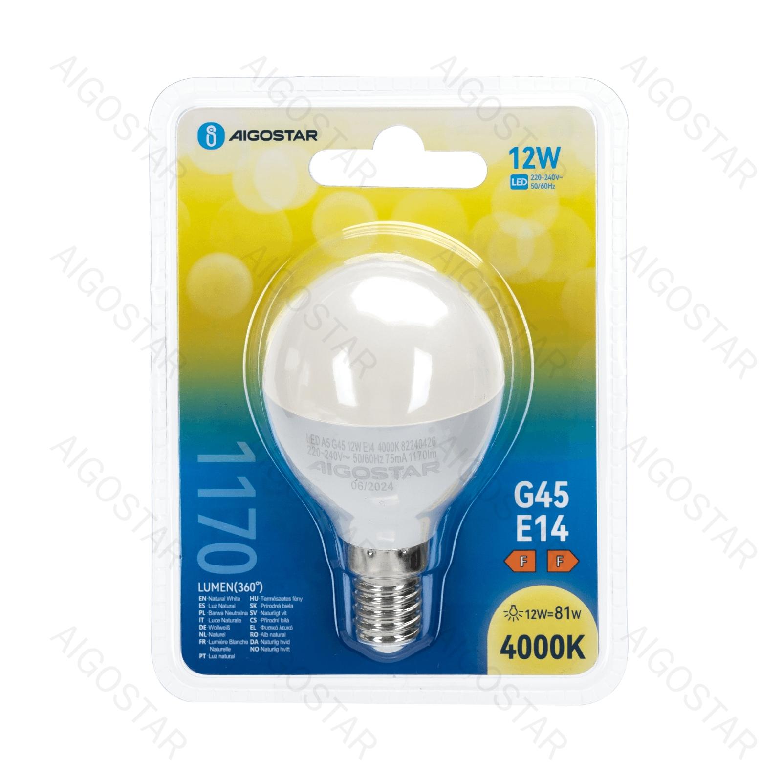 LED A5 G45 E14 12W 4000K