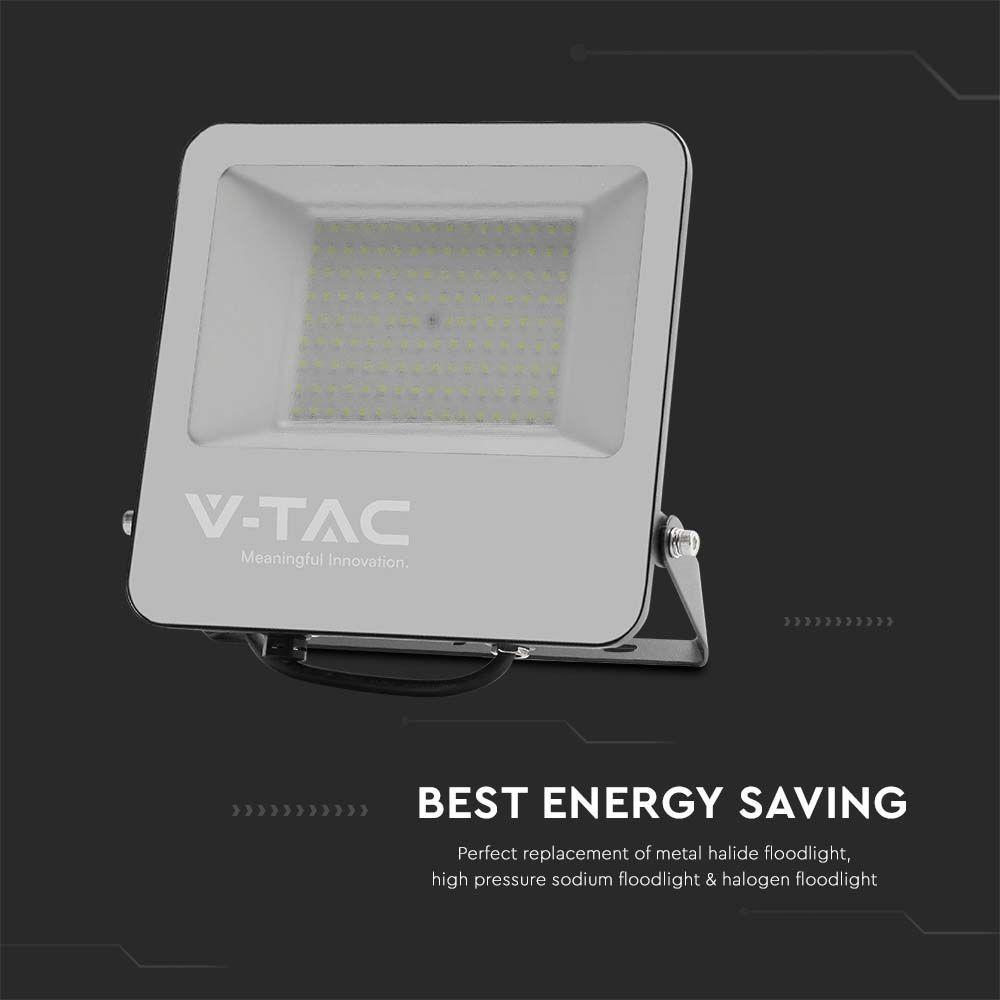 VT-44160 150W LED FLOODLIGHT 4000K BLACK BODY GREY GLASS 160LM/W