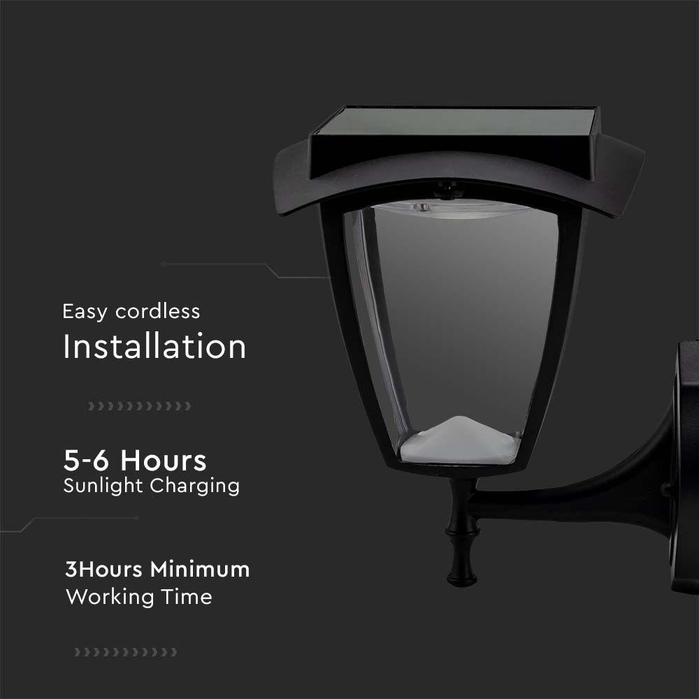 VT-982 LED SOLAR WALL LAMP 3000K+6000K MATT BLACK BODY