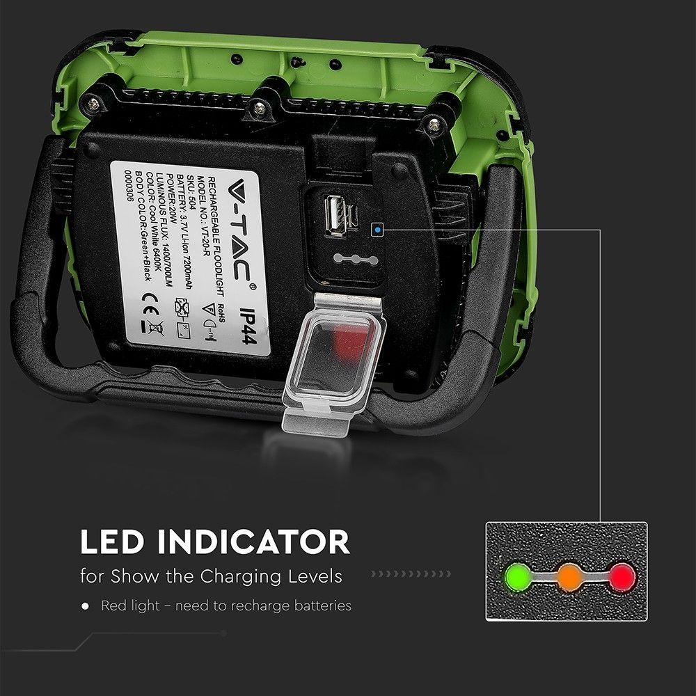 VT-20-R 20W LED RECHARGEABLE FLOODLIGHT SAMSUNG CHIP 4000K (SOS FLASH)