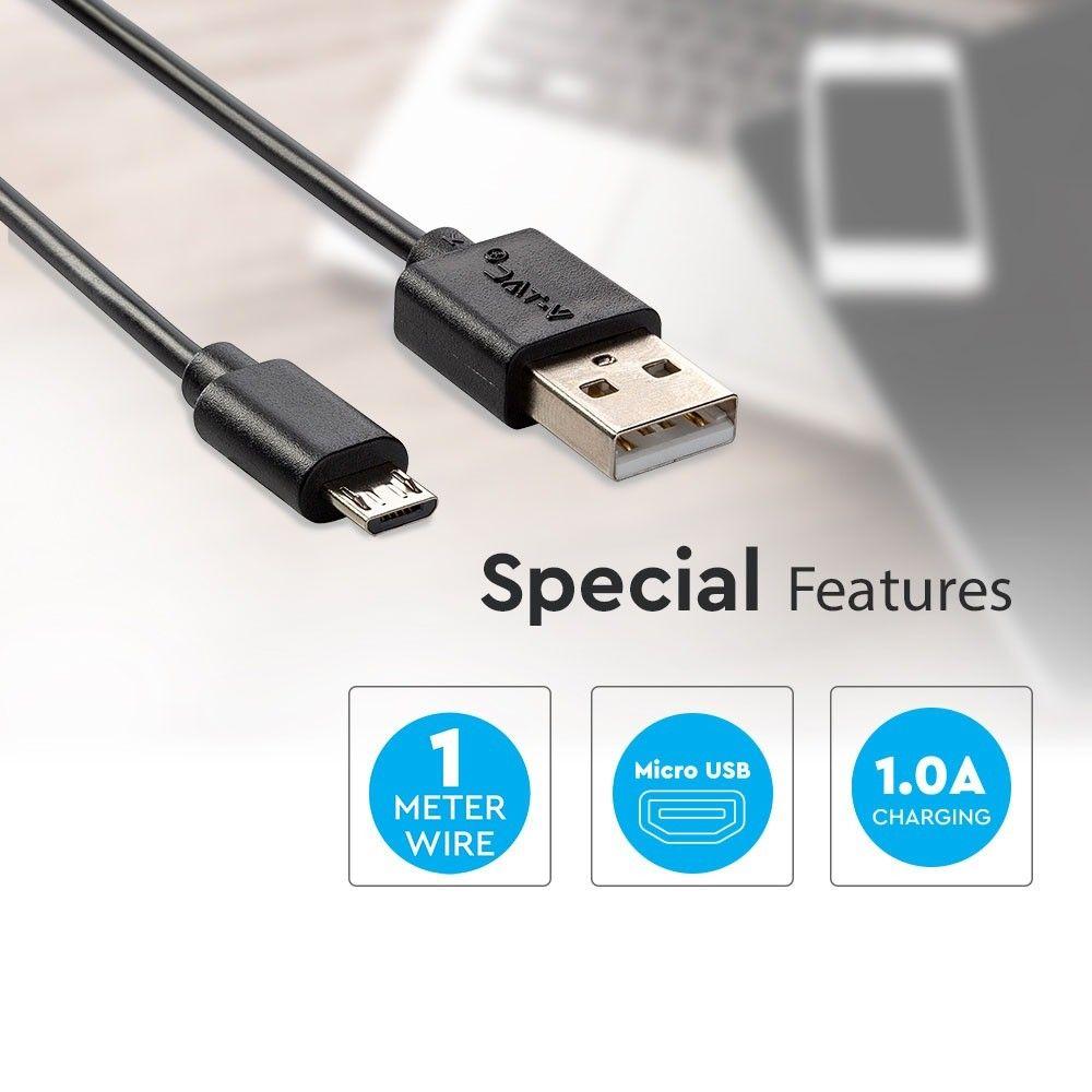 VT-5301 1M MICRO USB CABLE-BLACK (PEARL SERIES)