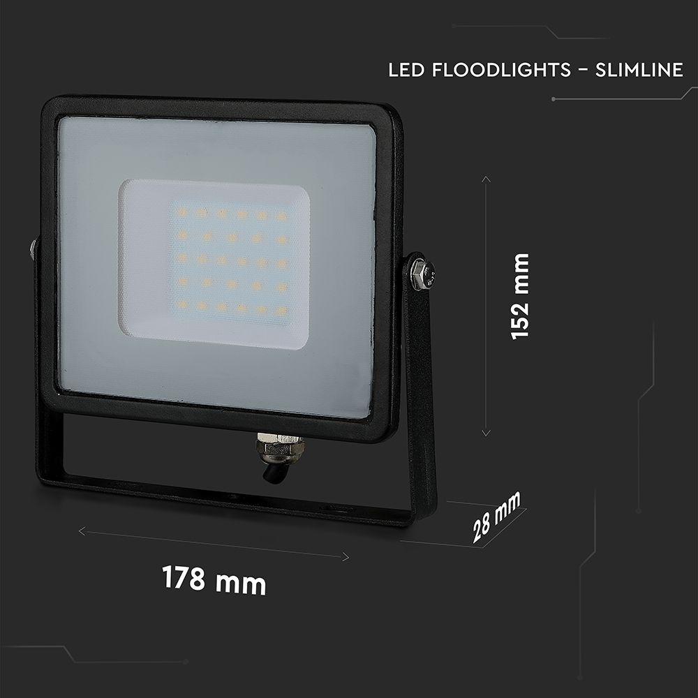 VT-30-1 30W SMD FLOODLIGHT SAMSUNG CHIP & 1M CABLE 6500K BLACK BODY