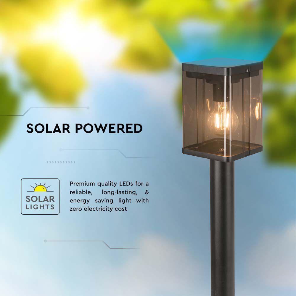 VT-1134 2.5W LED SOLAR BOLLARD LAMP E27 WITH MICROWAVE SENSOR 3000K IP54