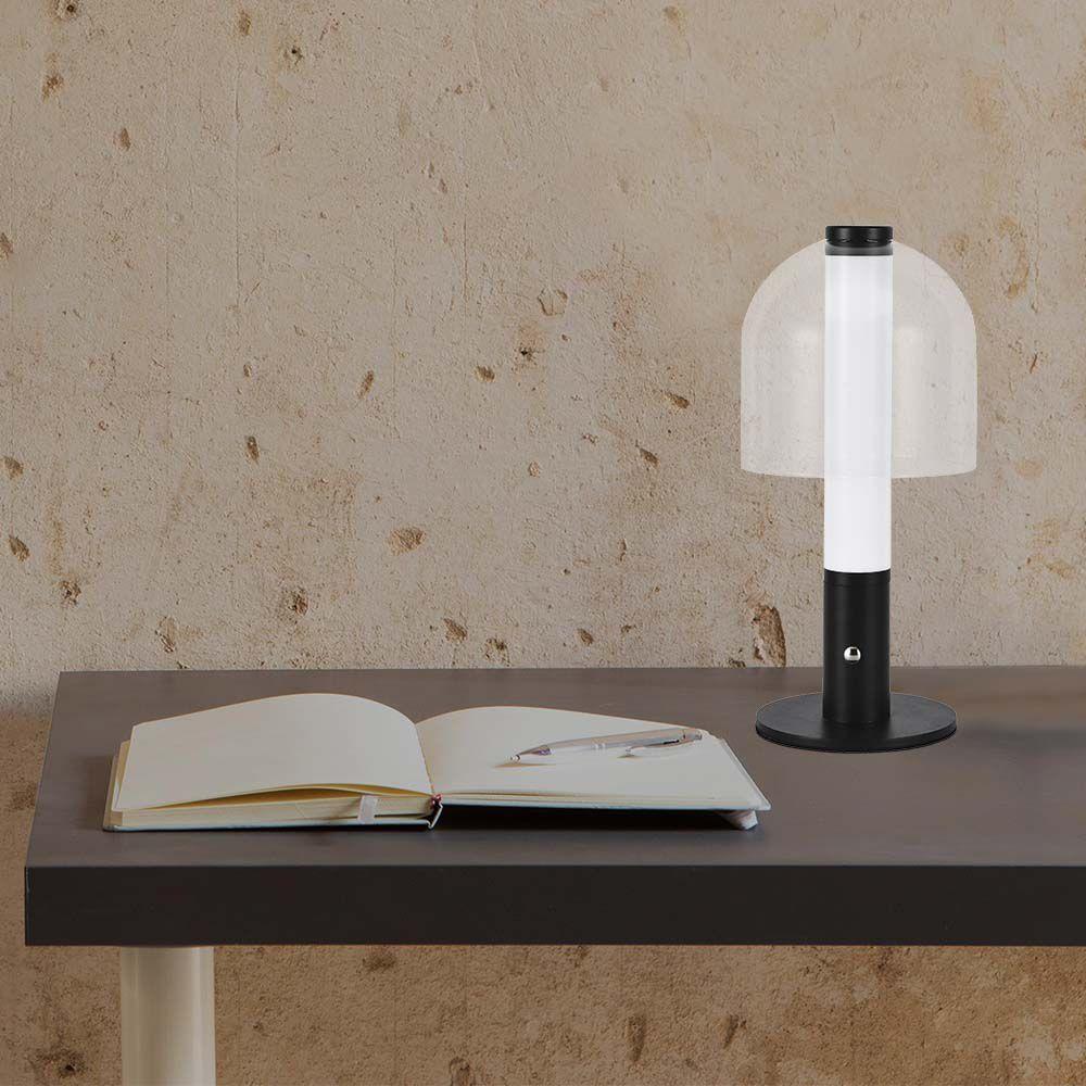 VT-1056 LED TABLE LAMP 1800mAH BATTERY D:140x300 3IN1 BLACK+TRANSPARENT GLASS BODY