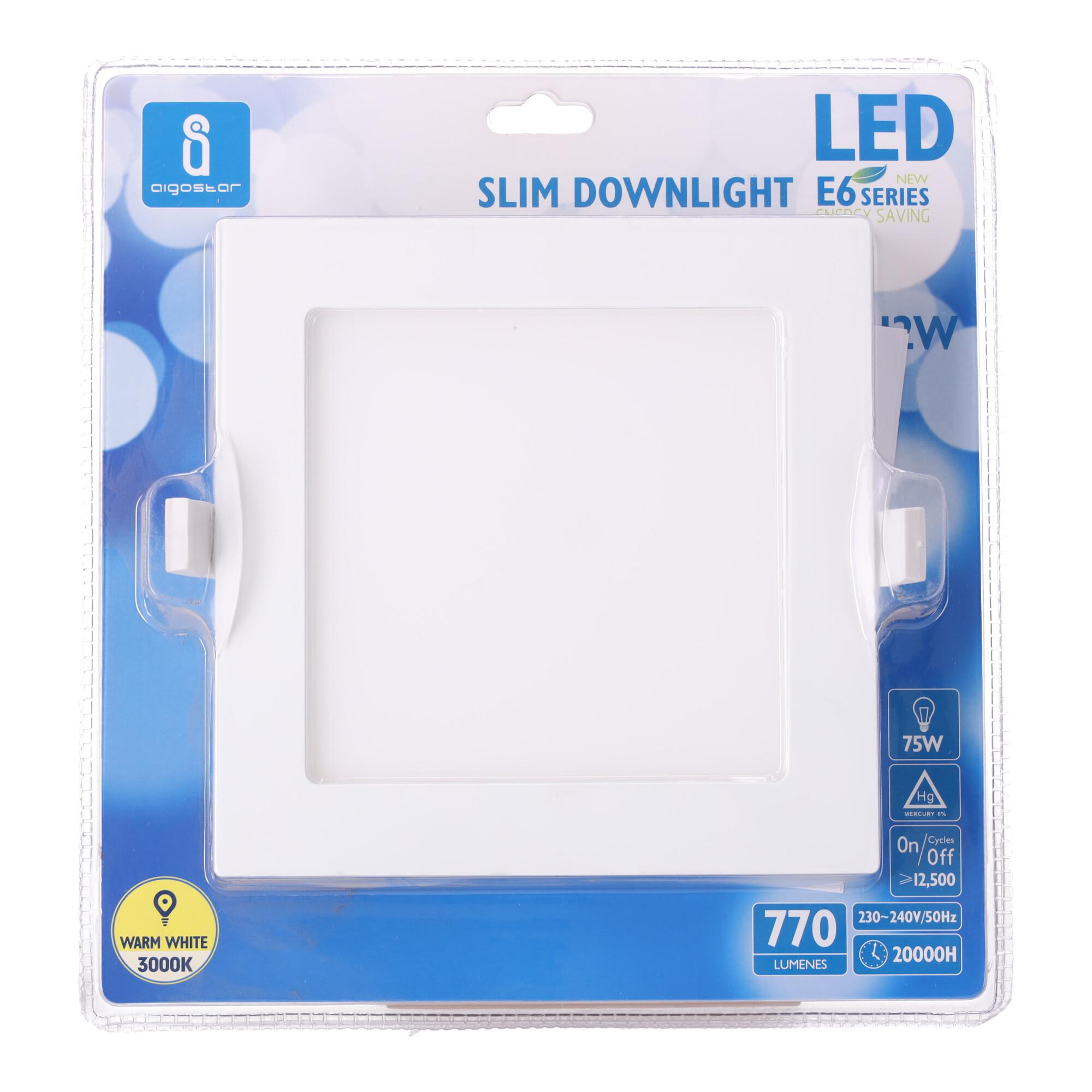 E6 LED Flush-mounted Square Downlight 12W Yellow Light