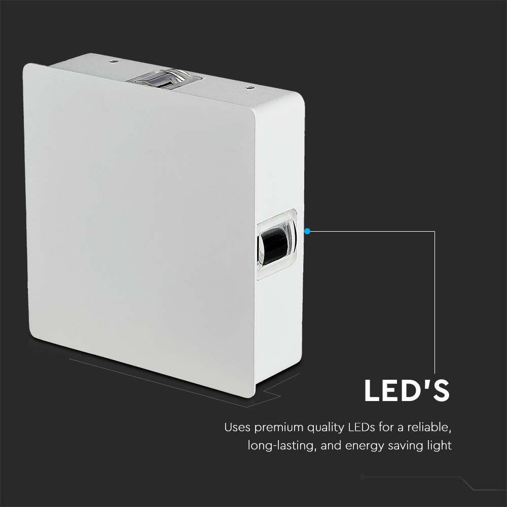 VT-704 4W LED WALL LIGHT 3000K IP65 WHITE BODY SQUARE