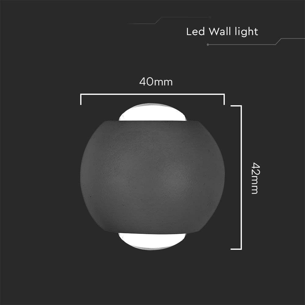 2W Oprawa COB Downlight LED, Barwa: 4000K, Obudowa: Czarna , VTAC, SKU 10586